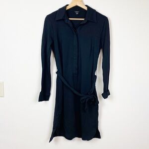 Ann Taylor Black Belted Collared Dress